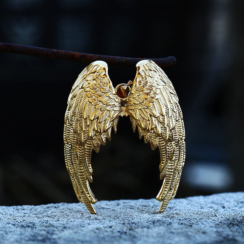 Timeless Retro Titanium Steel Angel Wings Pendant for Men and Women