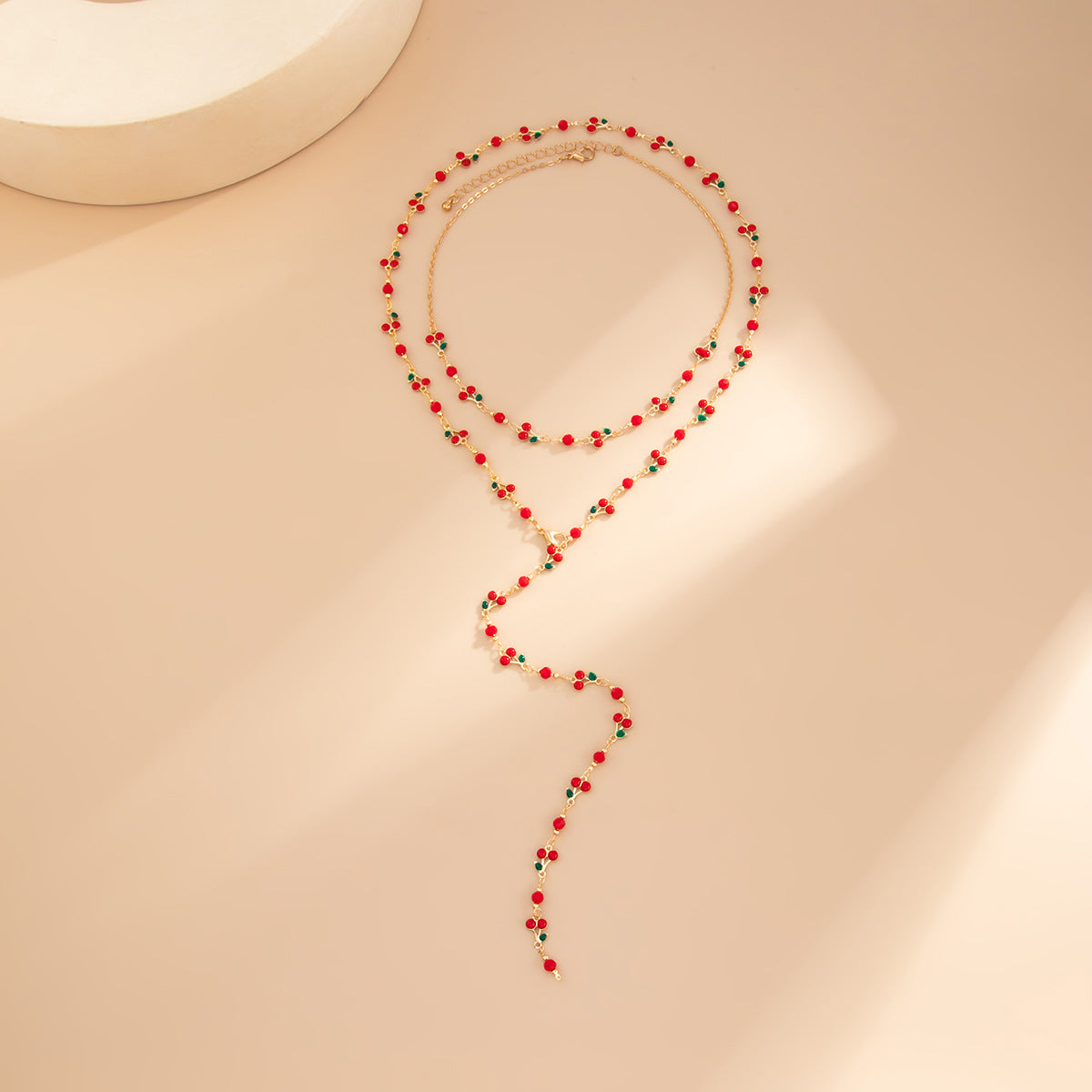 Cherry Pendant Y-Shaped Fringe Necklace