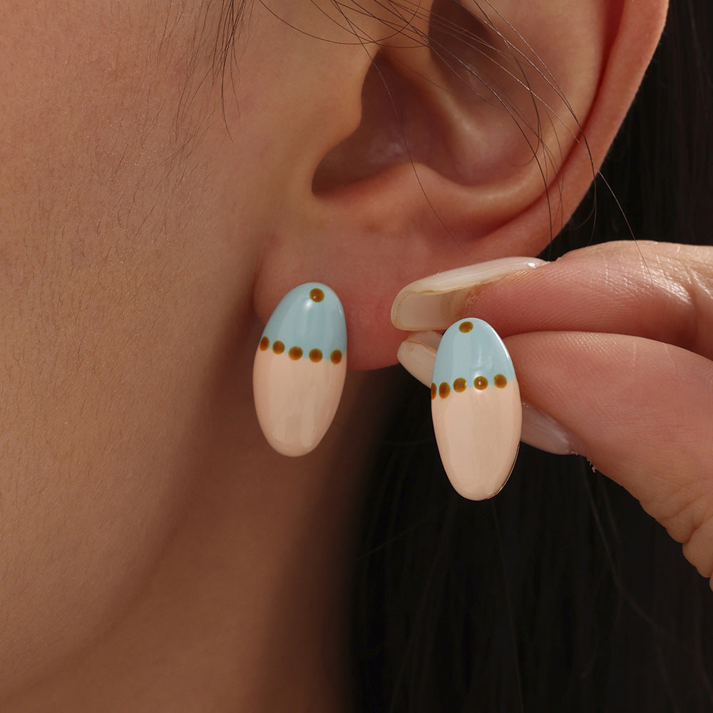 Planderful Dopamine Stud Earrings Oil Painting For Teens