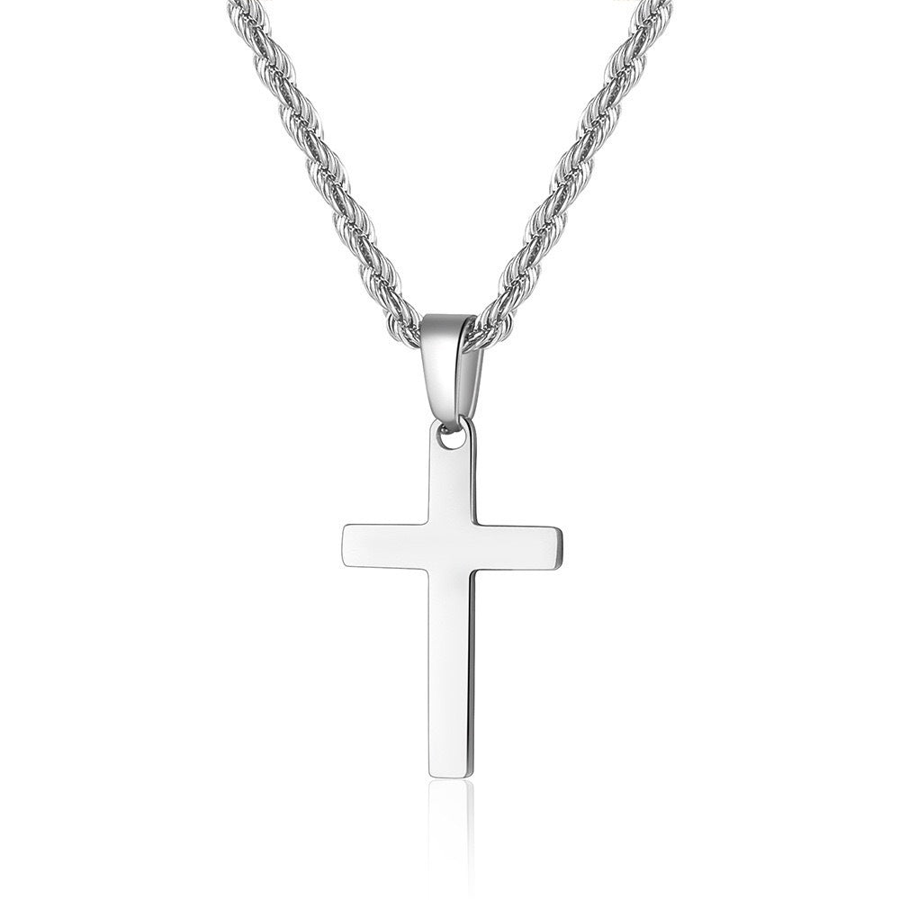 1. Planderful Mens Stainless Steel Necklace Cross Pendant Twist Chain Premium Gift for Him