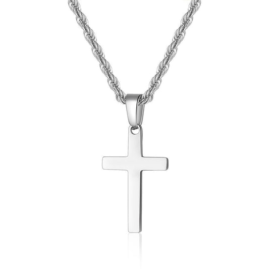 1. Planderful Mens Stainless Steel Necklace Cross Pendant Twist Chain Premium Gift for Him