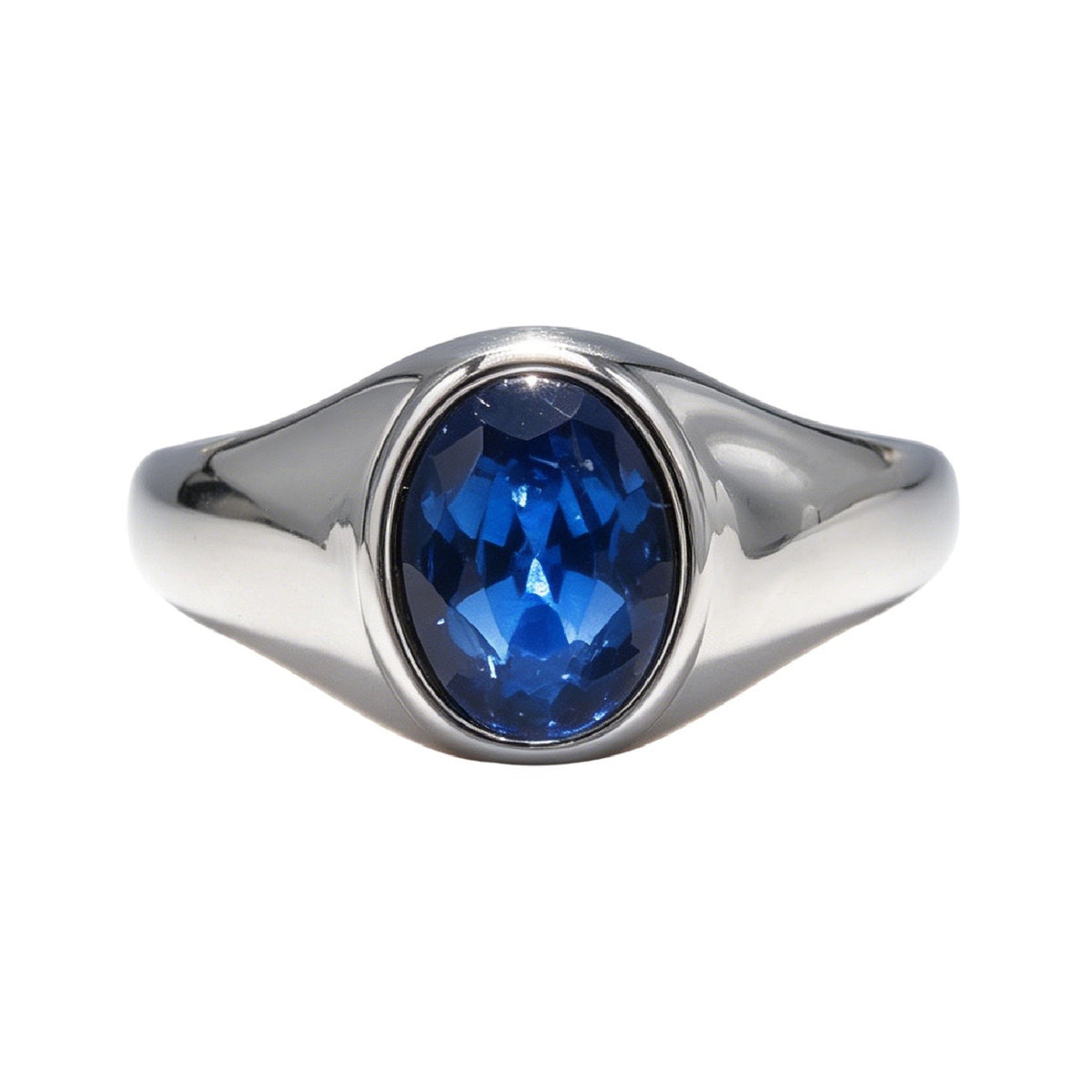 Multi-Color Gemstone Titanium Steel Ring