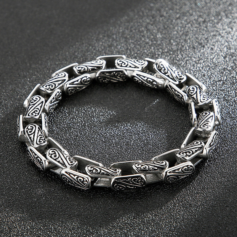 Geometric Pattern Titanium Steel Bracelet For Boyfriend Gift