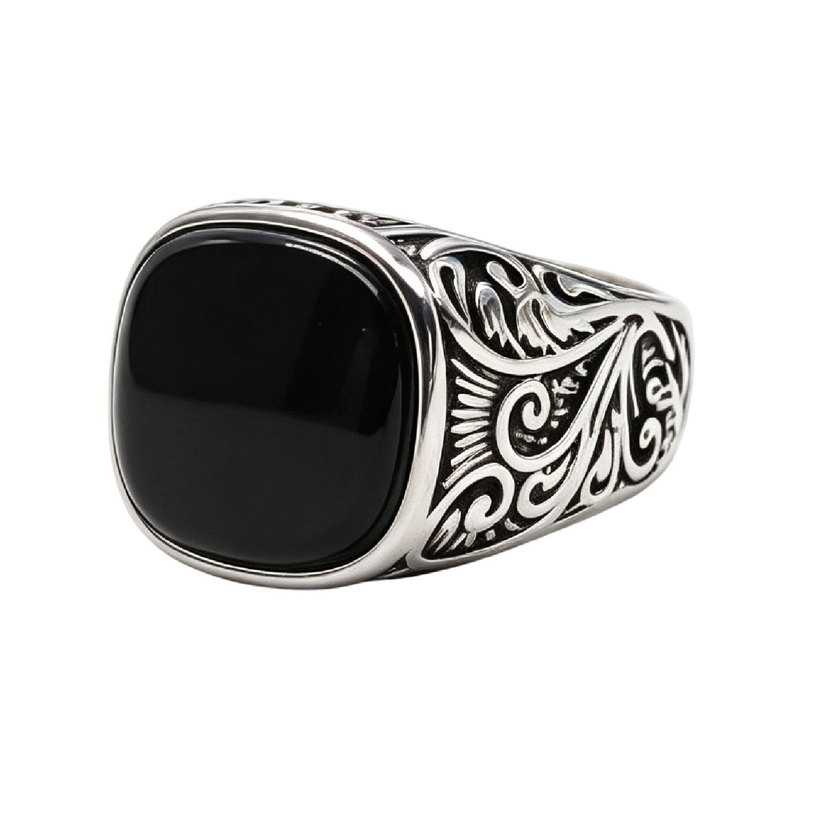 Floral Gemstone Titanium Steel Ring