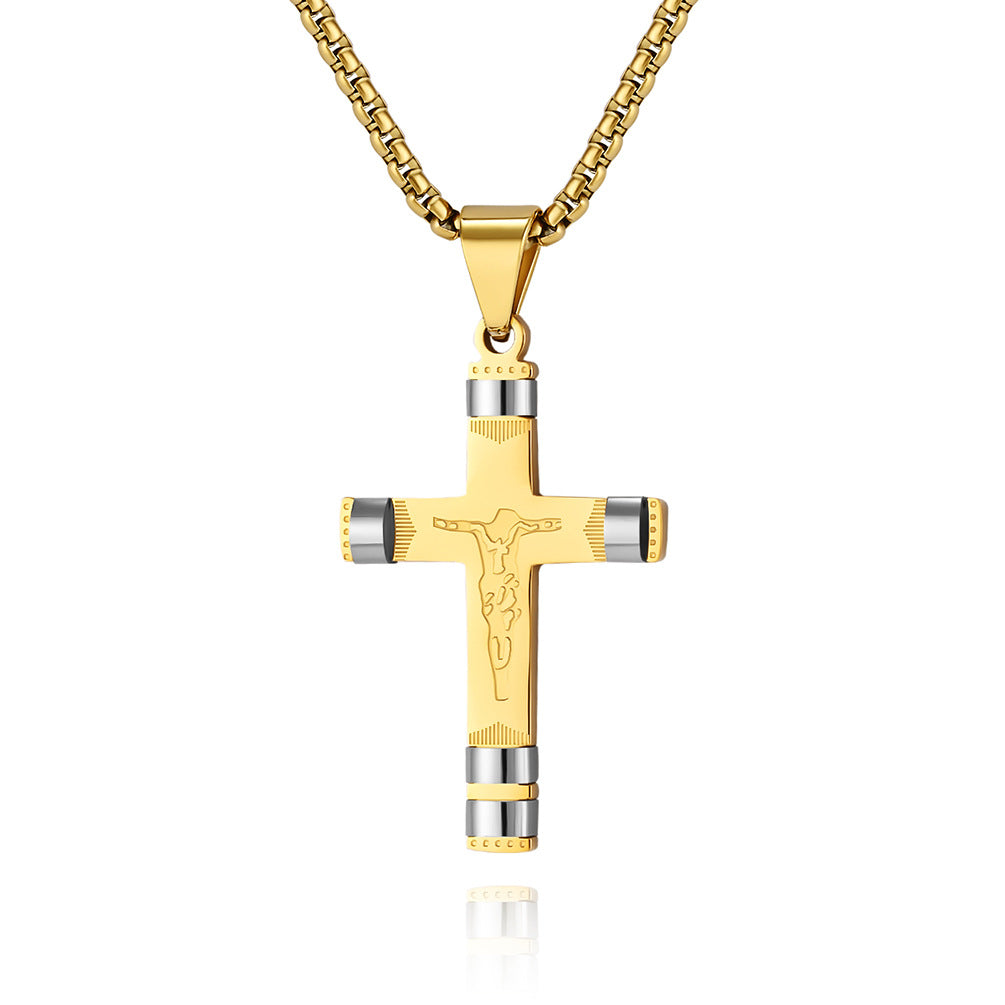 Planderful Cross Necklace Stainless Steel Unisex Pendant Bold Statement for Hip Hop Fans
