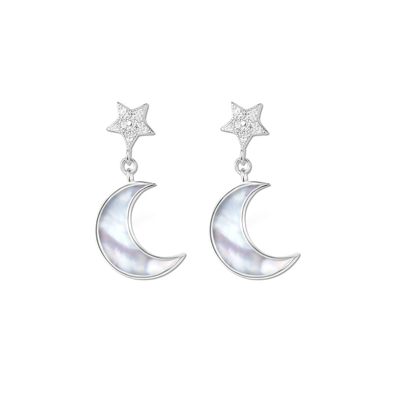 Star Moon 925 Sterling Silver Earrings