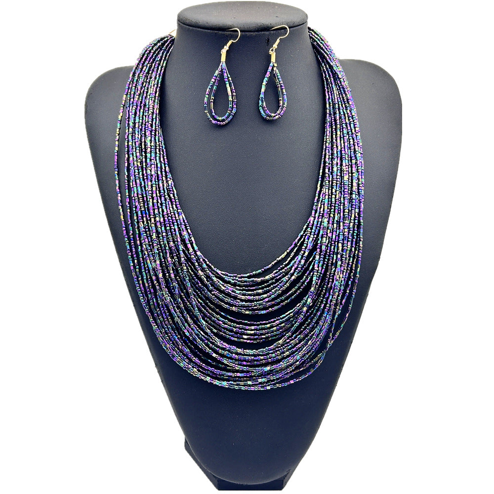 Layered Beaded Handmade Necklace with Retro Ethnic Flair