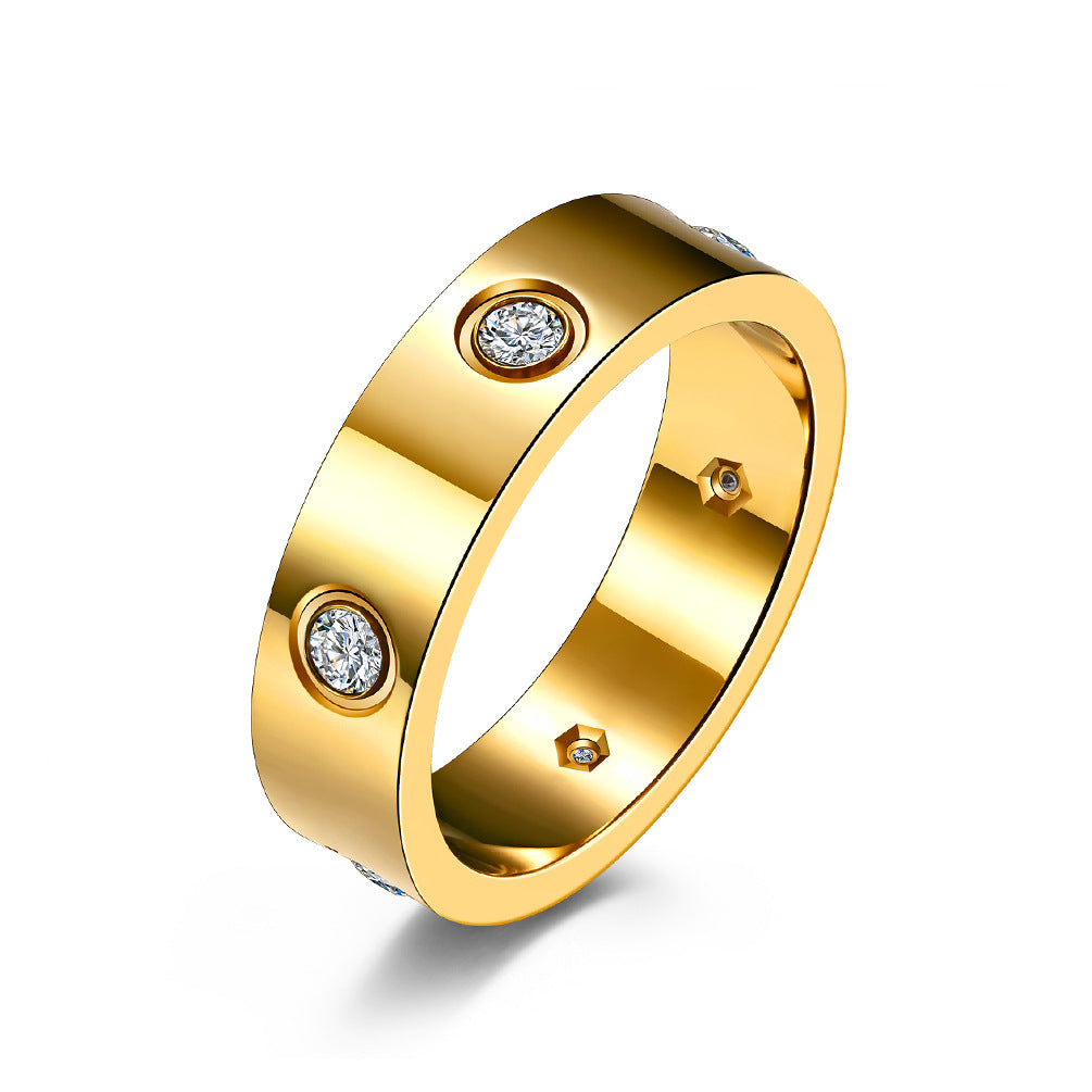 Planderful Titanium Inlaid Zircon Ring Unisex Light Luxury Jewelry For Him And Her Couple Gift