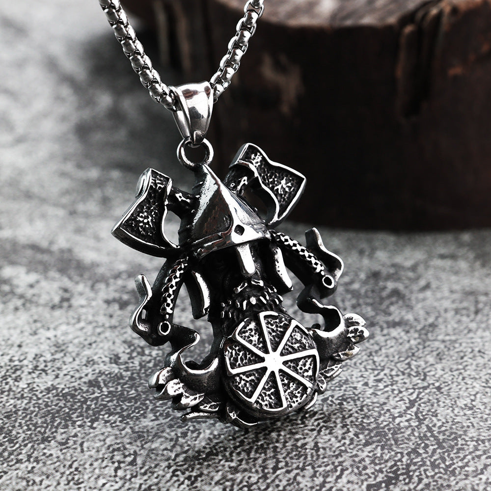 Viking Odin Axe Stainless Steel Men's Pendant Necklace Accessories