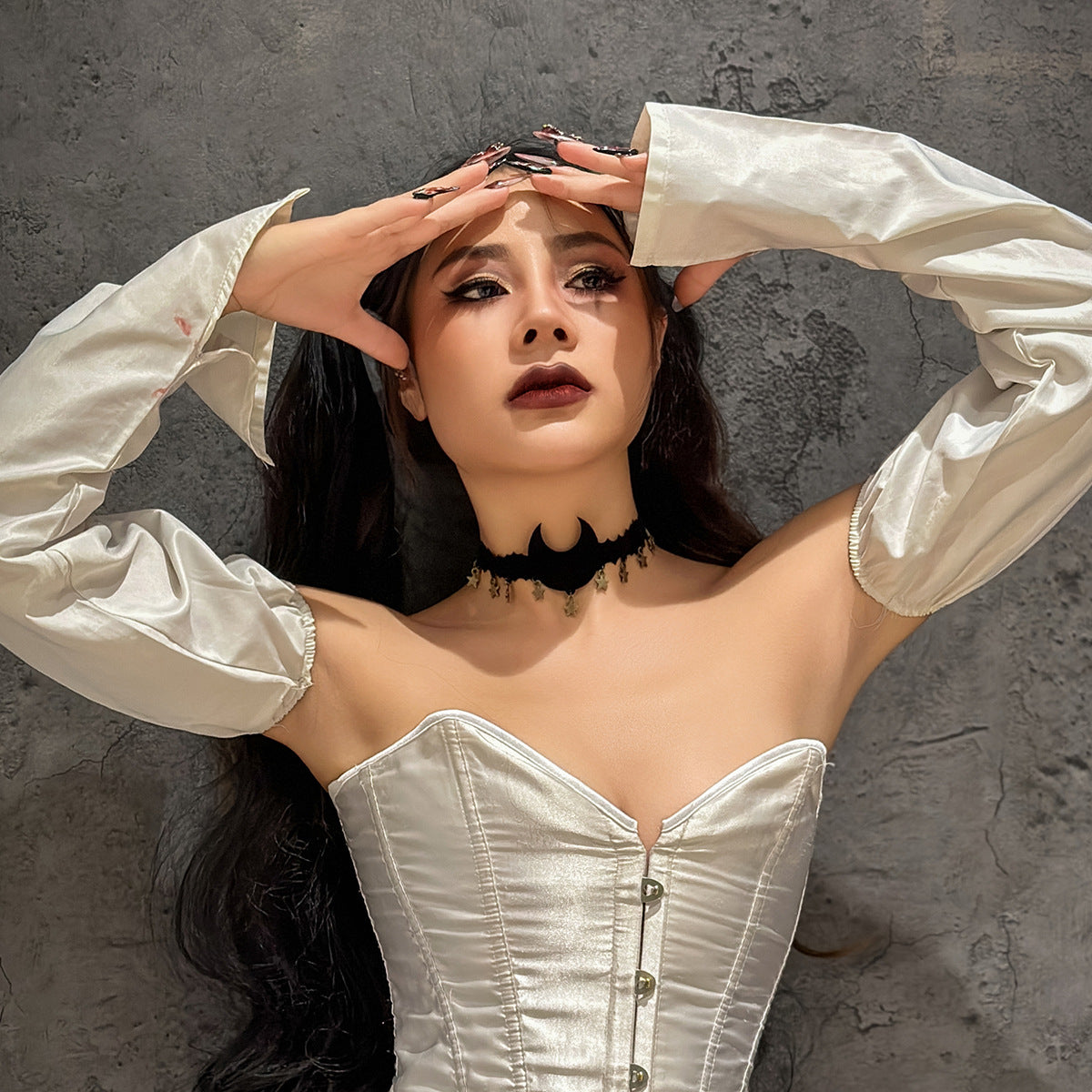 Gothic Star Tassel Crescent Pendant with Velvet Collar