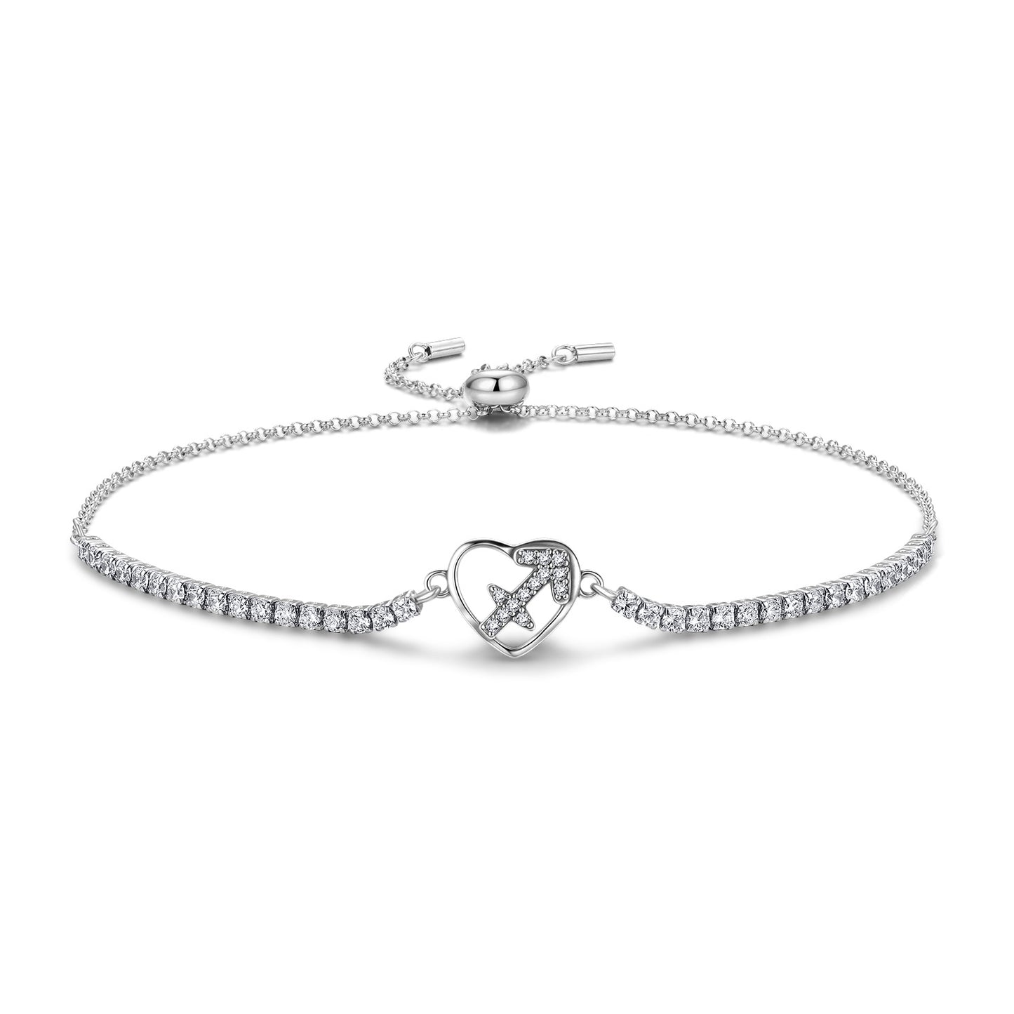 Planderful Jewelry Twelve Constellations Sterling Silver Zircon Bracelet Adjustable Length