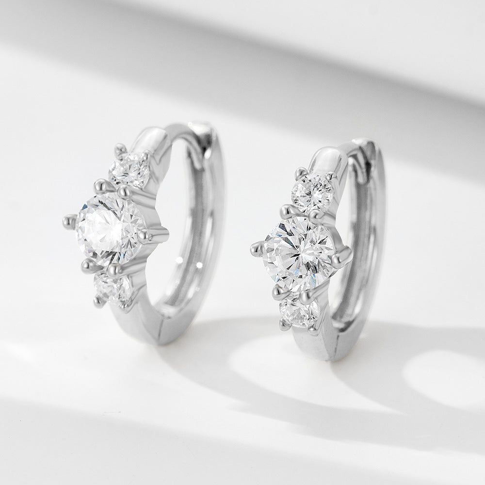 European and American S925 Sterling Silver Zircon Earrings