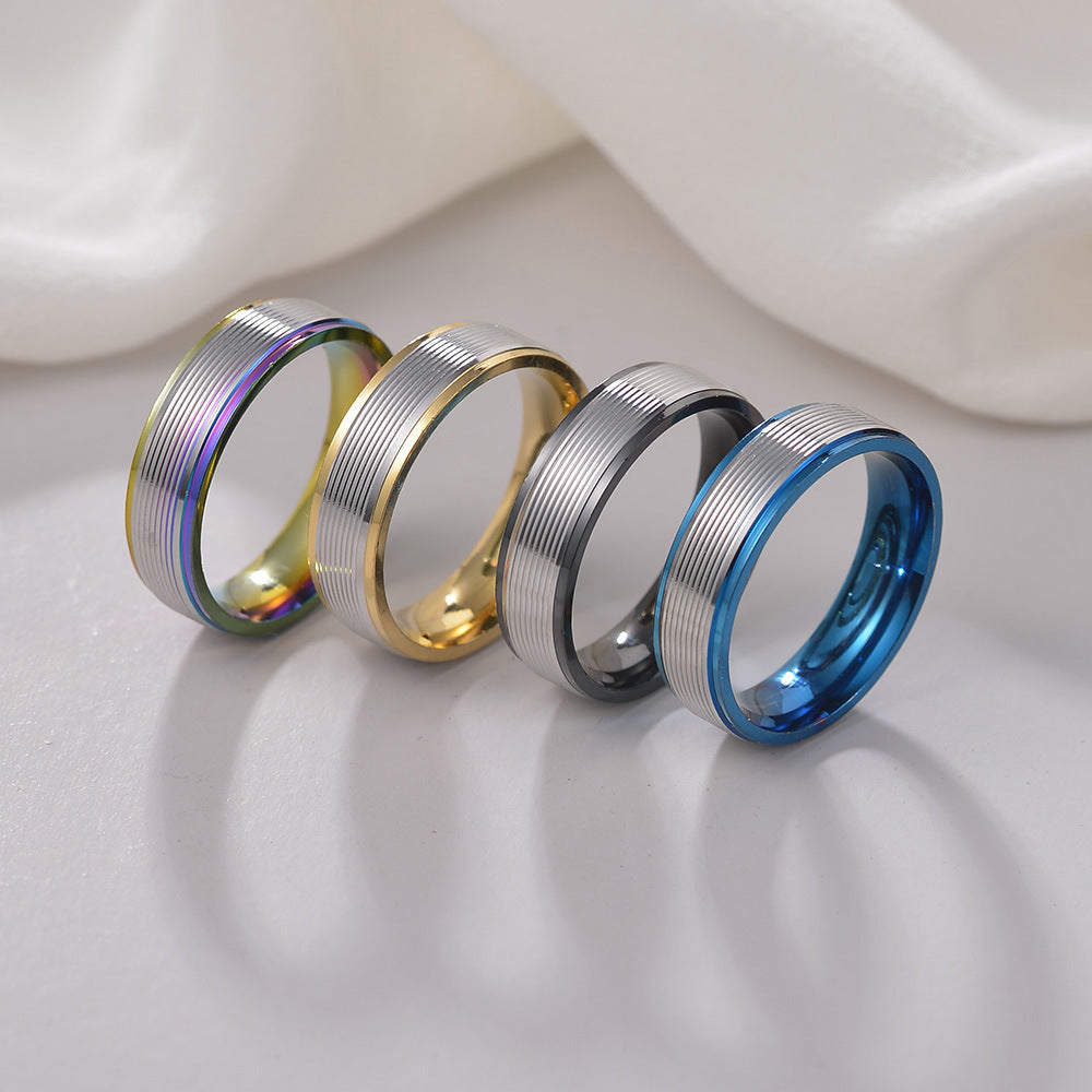 Multi-color Thread Titanium Steel Men's Ring - Durable and Stylish Jewelry for Men