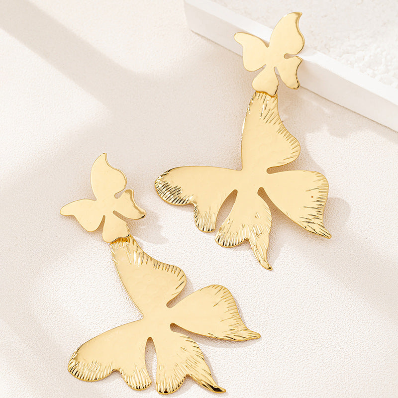 Planderful Vienna Verve Earrings – Exaggerated Metal Butterfly Design