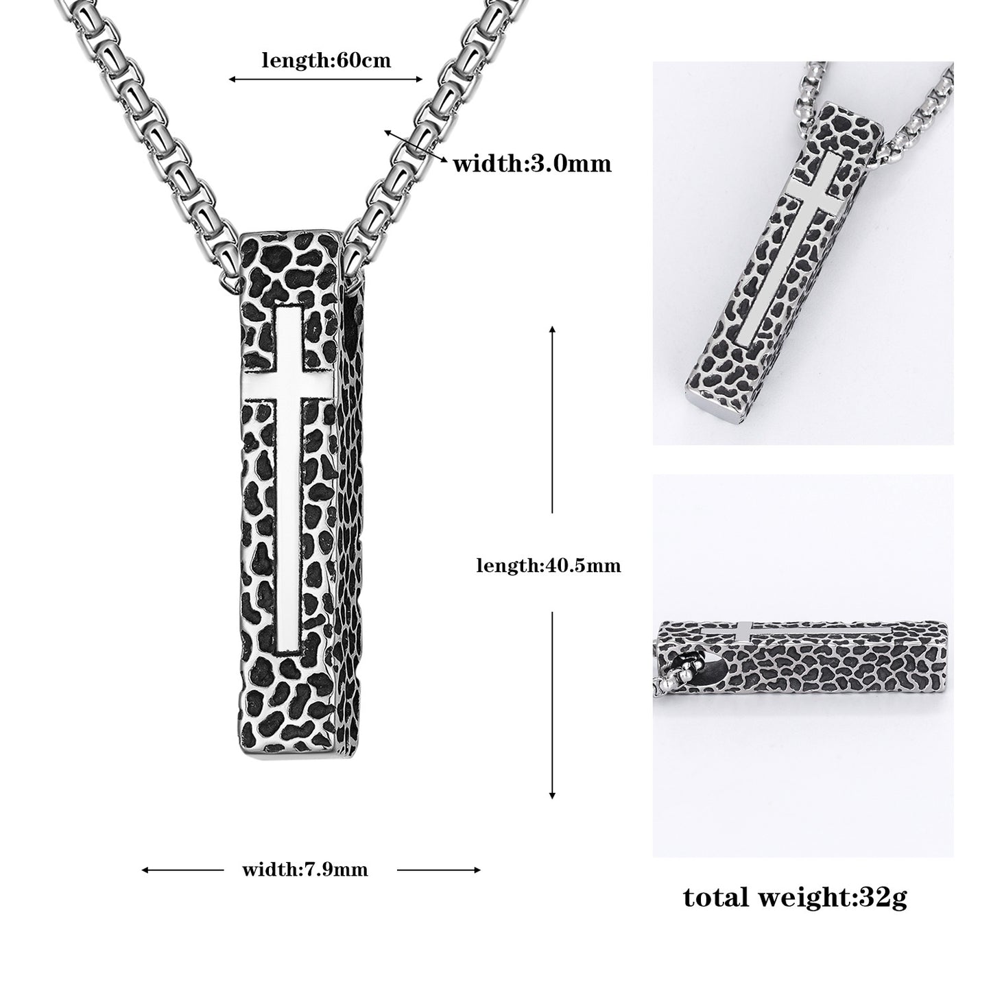 Steel Necklace – Vintage Cross Pendant