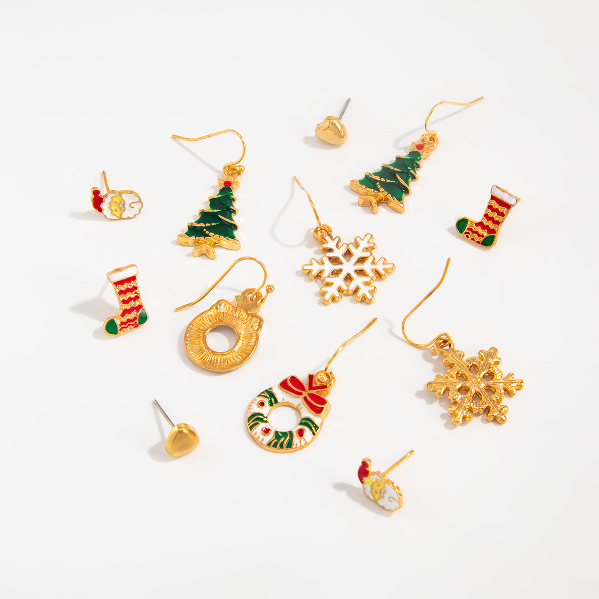 Planderful Christmas Snowflake Bell Earrings Set For Women Festive Pearl Elk Santa Cartoon Dripping Statement