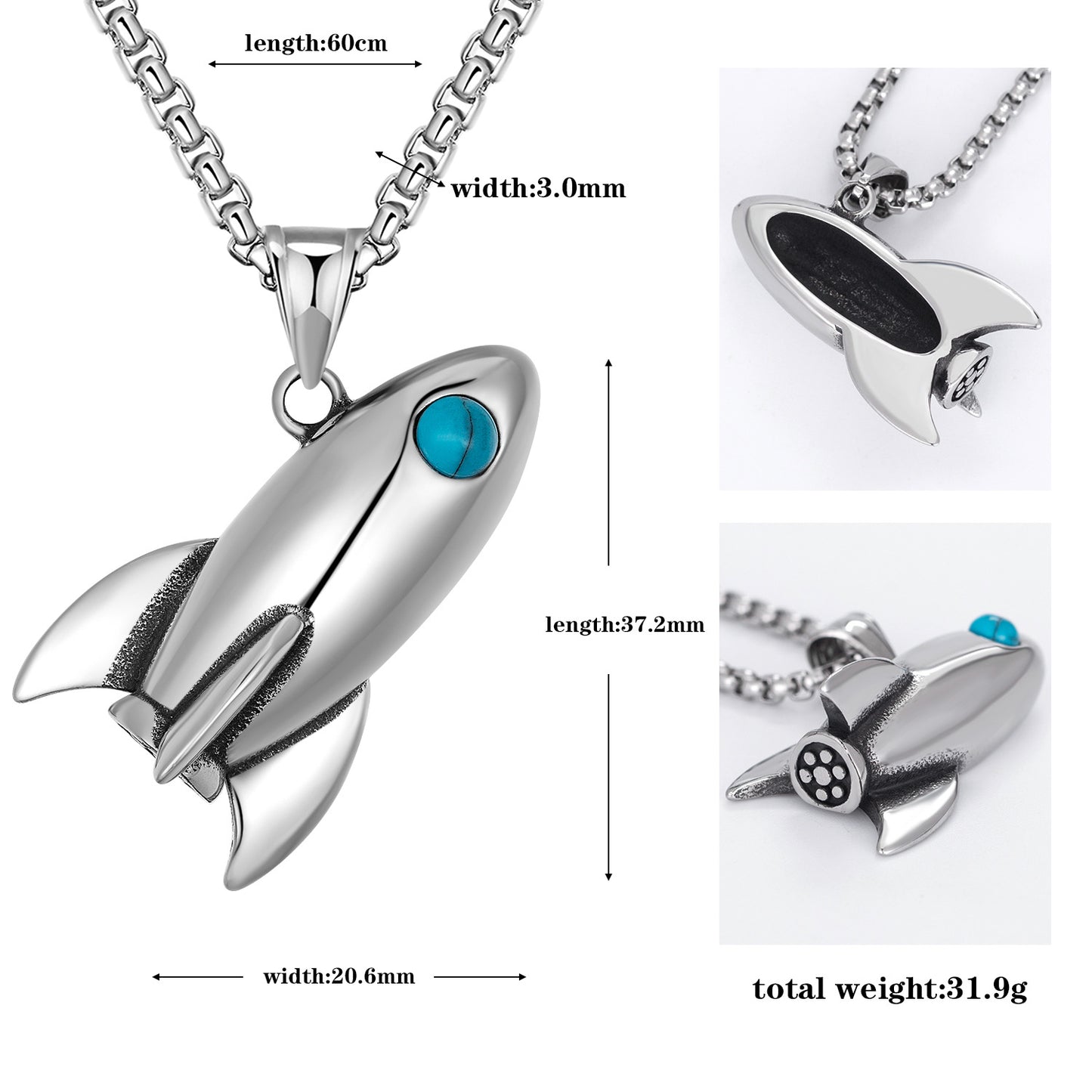 Steel Necklace - Statement Rocket Style For Modern Men Everyday Wear By Planderful
