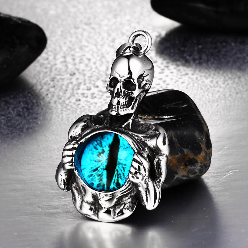 Punk Skull Reaper Eyeball Pendant - Wholesale Vintage Gothic Stainless Steel Jewelry for Men