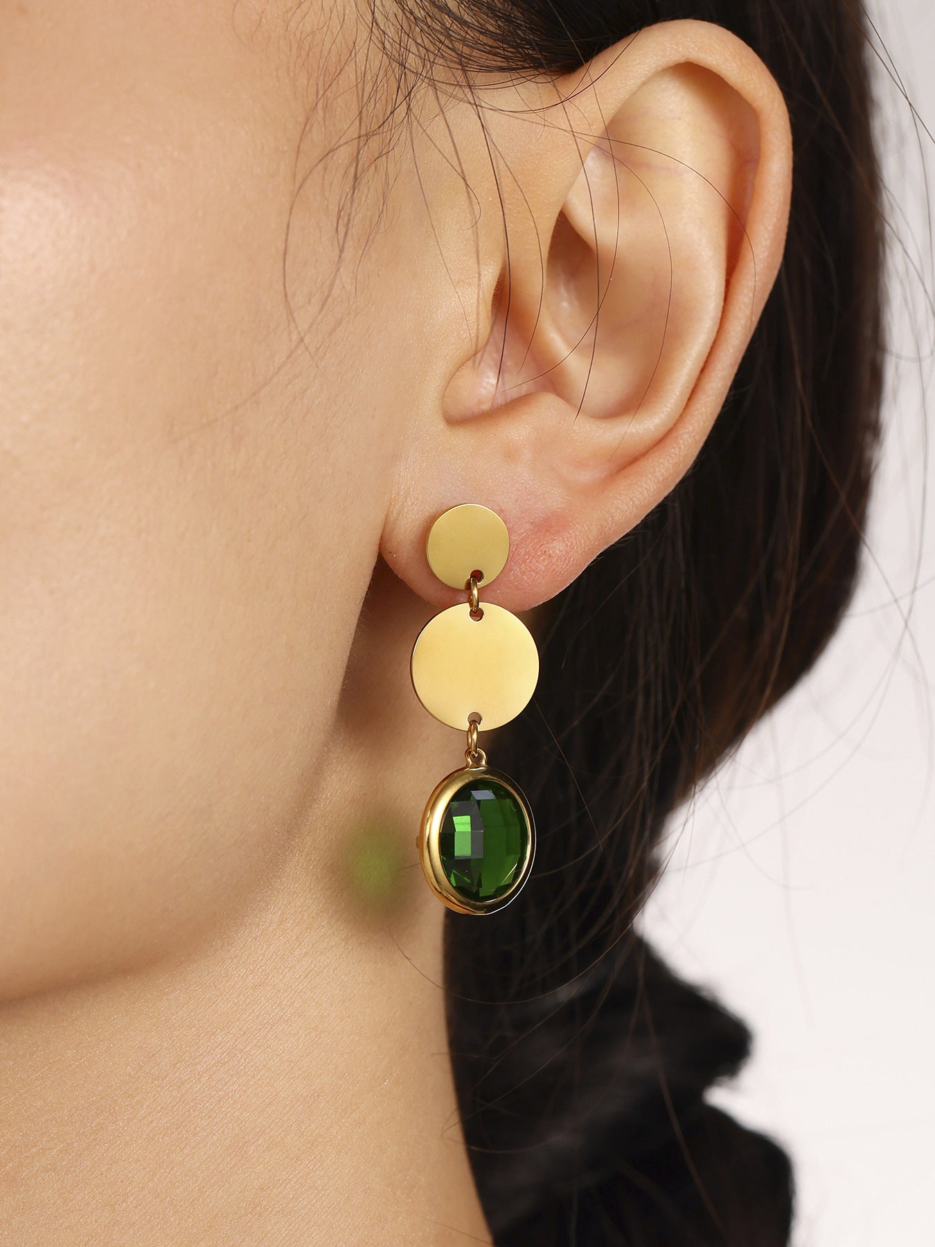 Planderful Genie Fringed Glass Disc Earrings Women