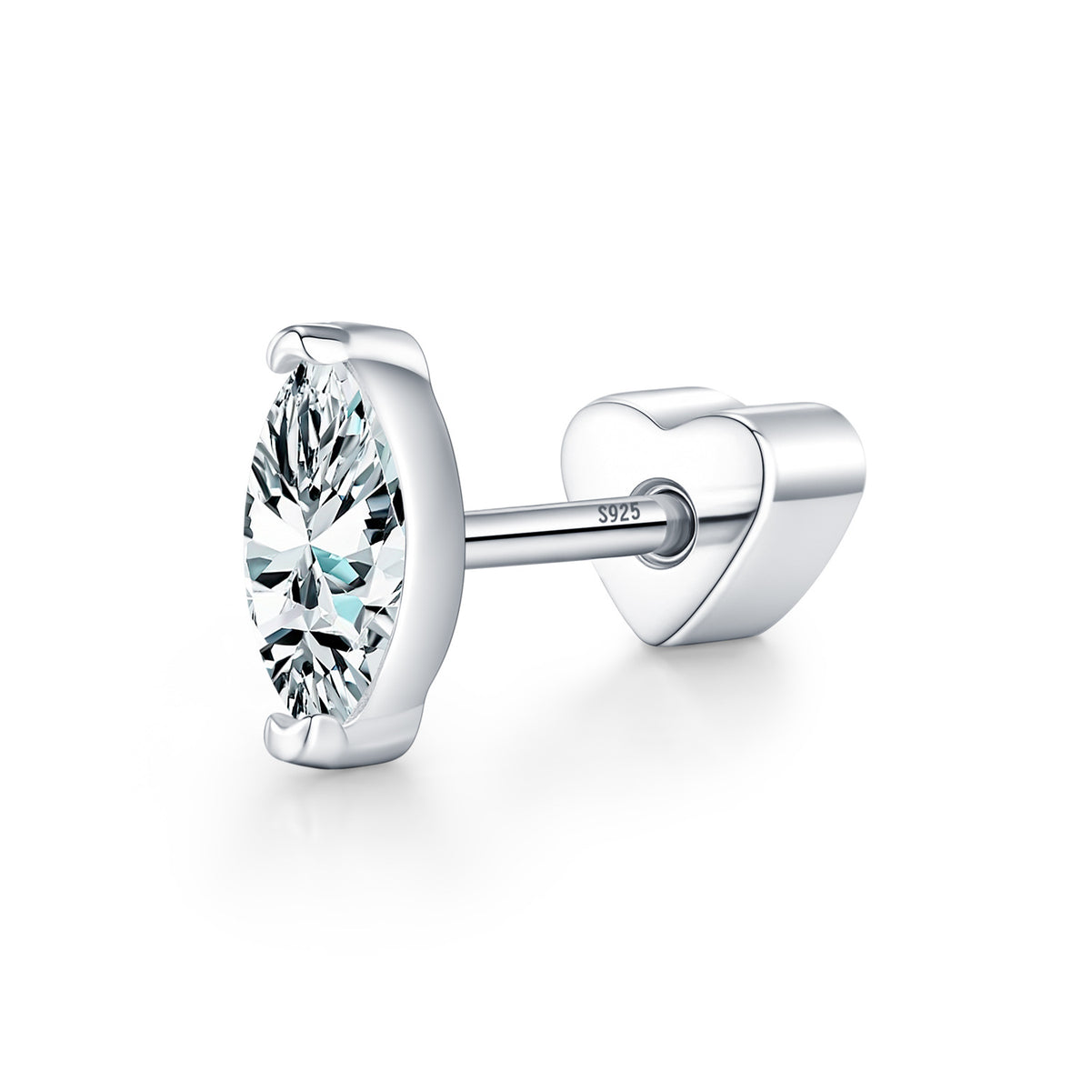 925 Sterling Silver Moissanite Ear Cartilage Stud