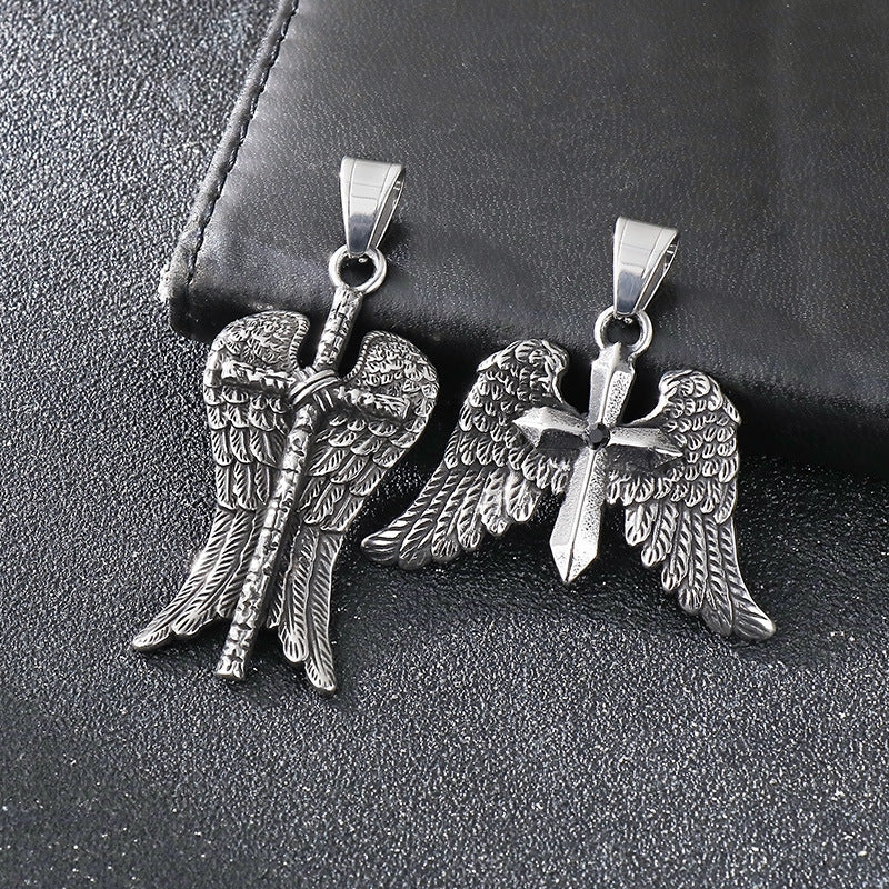 Planderful Zircon Cross Necklace for Men Titanium Steel