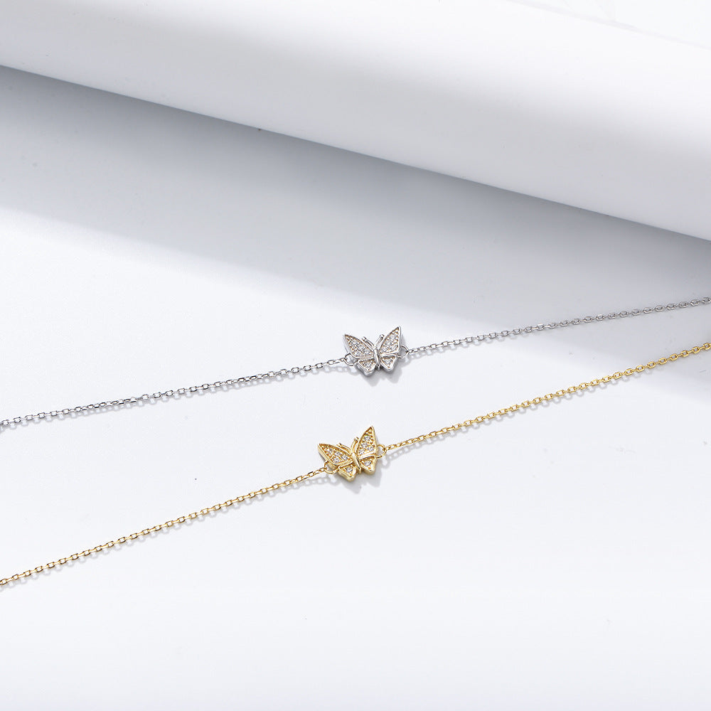 Original Design S925 Sterling Silver Zircon Butterfly Bracelet Inlaid Zircon Internet