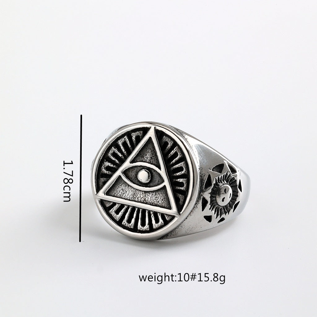 Vintage Eye of Horus Egyptian Stainless Steel Ring