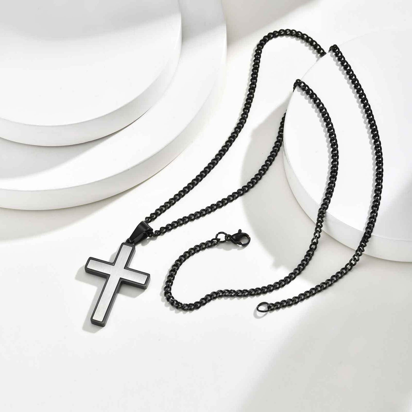 Planderful Stainless Minimalist TwoTone Cross Pendant Men
