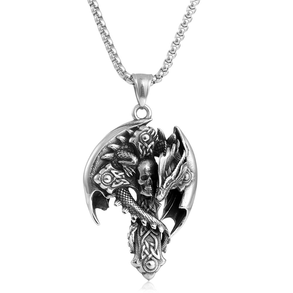 European And American Stainless Steel Skull Sword Pendant