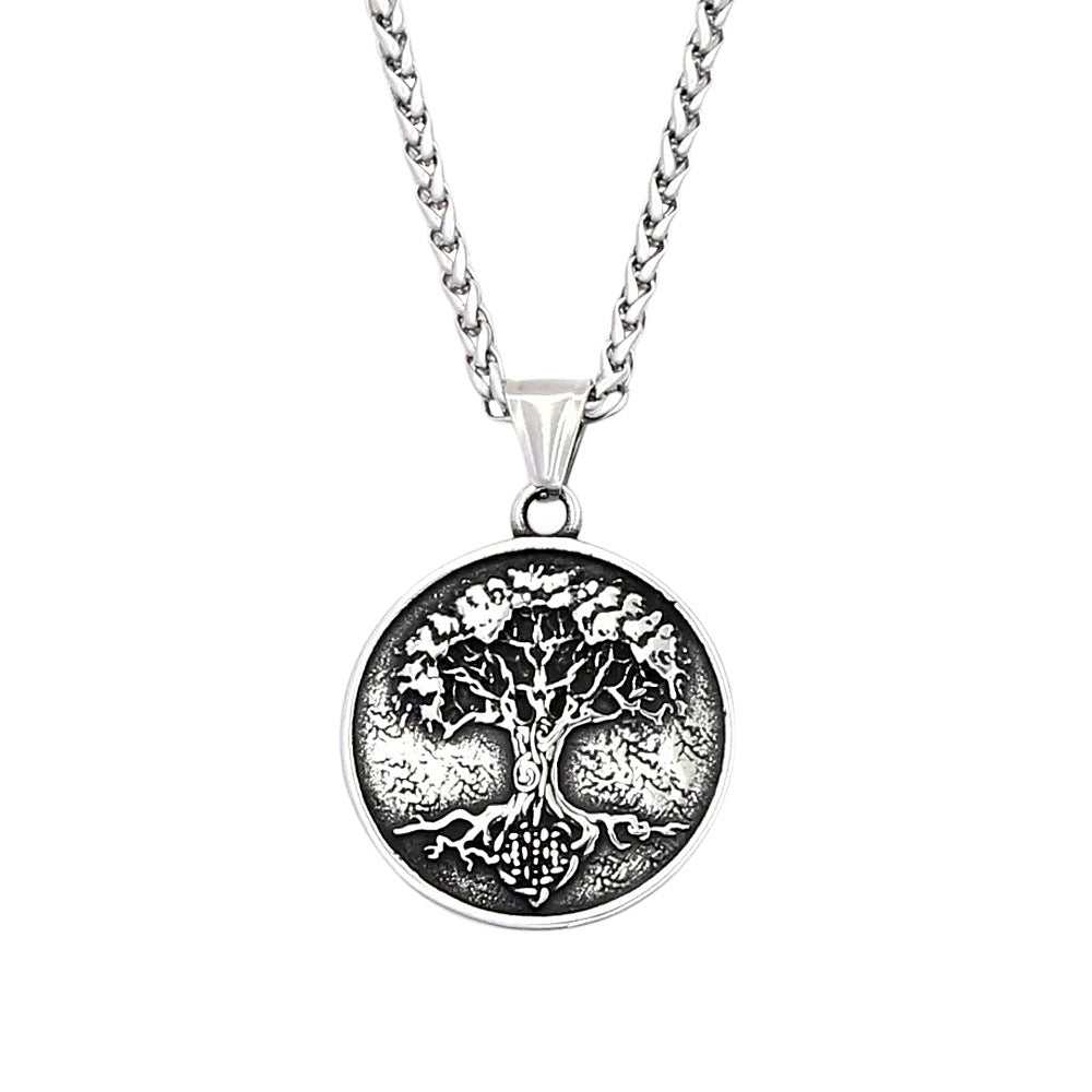 Vintage Tree of Life Viking Stainless Steel Men's Pendant Necklace
