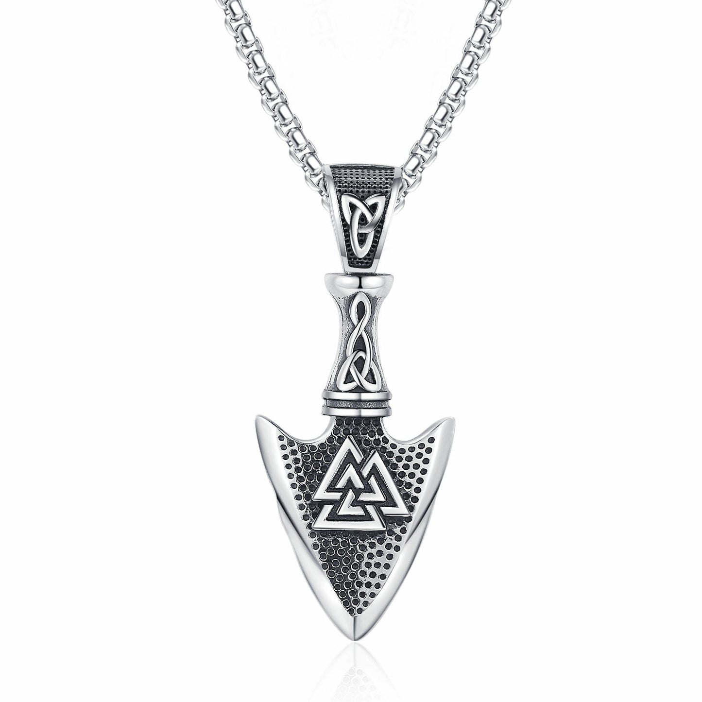 Steel Necklace – Elegant Celtic Knot Arrow Pendant For Men By Planderful Everyday Genie Collection