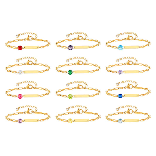 Stainless Steel Small Square Chain Long Square Brand Gold Steel Bracelet Women's