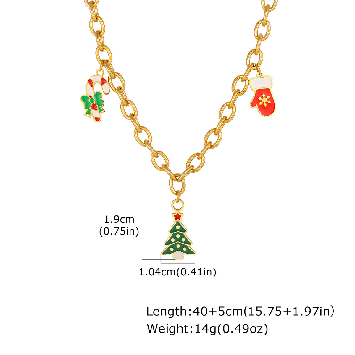 Stainless Steel Necklace Female Christmas Tree Santa Bells Socks Star Bracelet Holiday