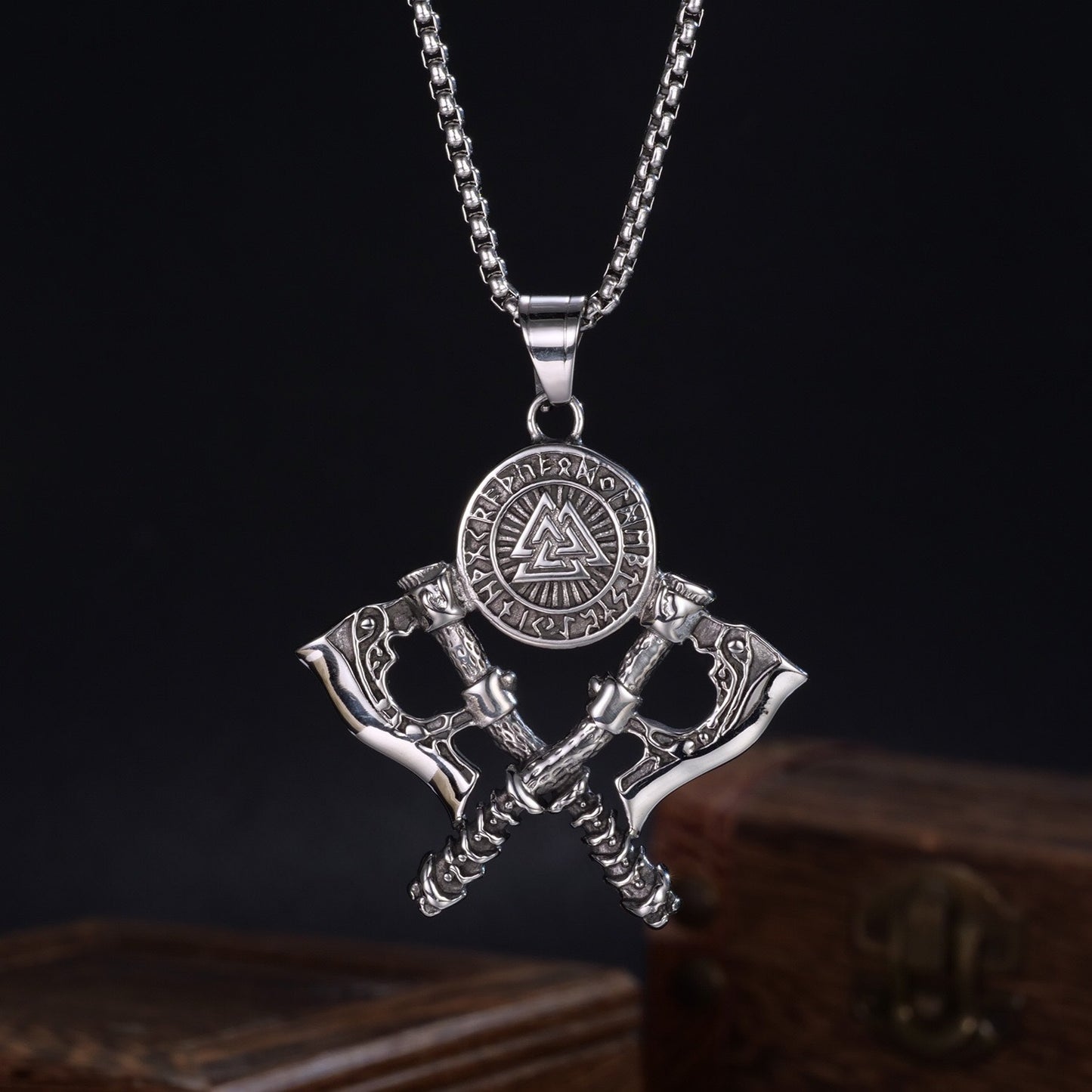 Planderful Everyday Genie Durable Titanium Steel Axe Pendant Necklace For Men Bold Urban Streetwear Jewelry