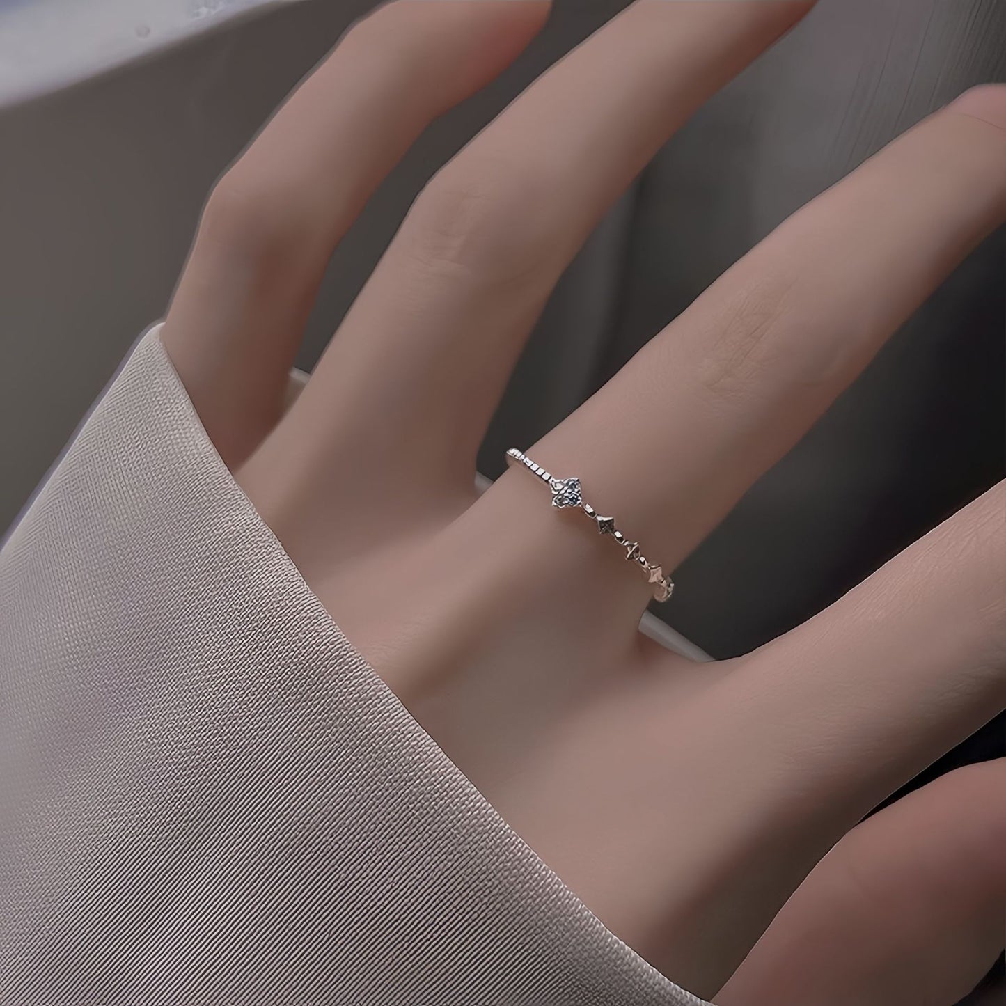 Planderful Sterling Silver Four Leaf Flower Ring For Women Adjustable Open Index Finger Ring Light Luxury Gift