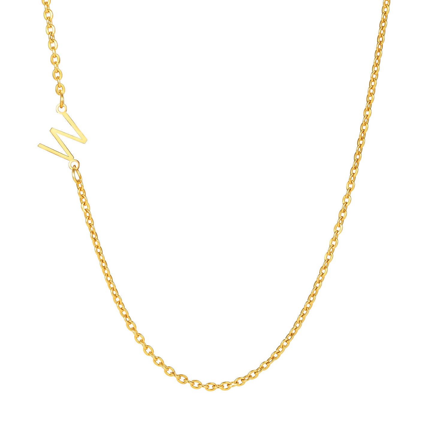 Stainless Steel Flat Cross Chain Letter Necklace Gold Collarbone Chain Letter