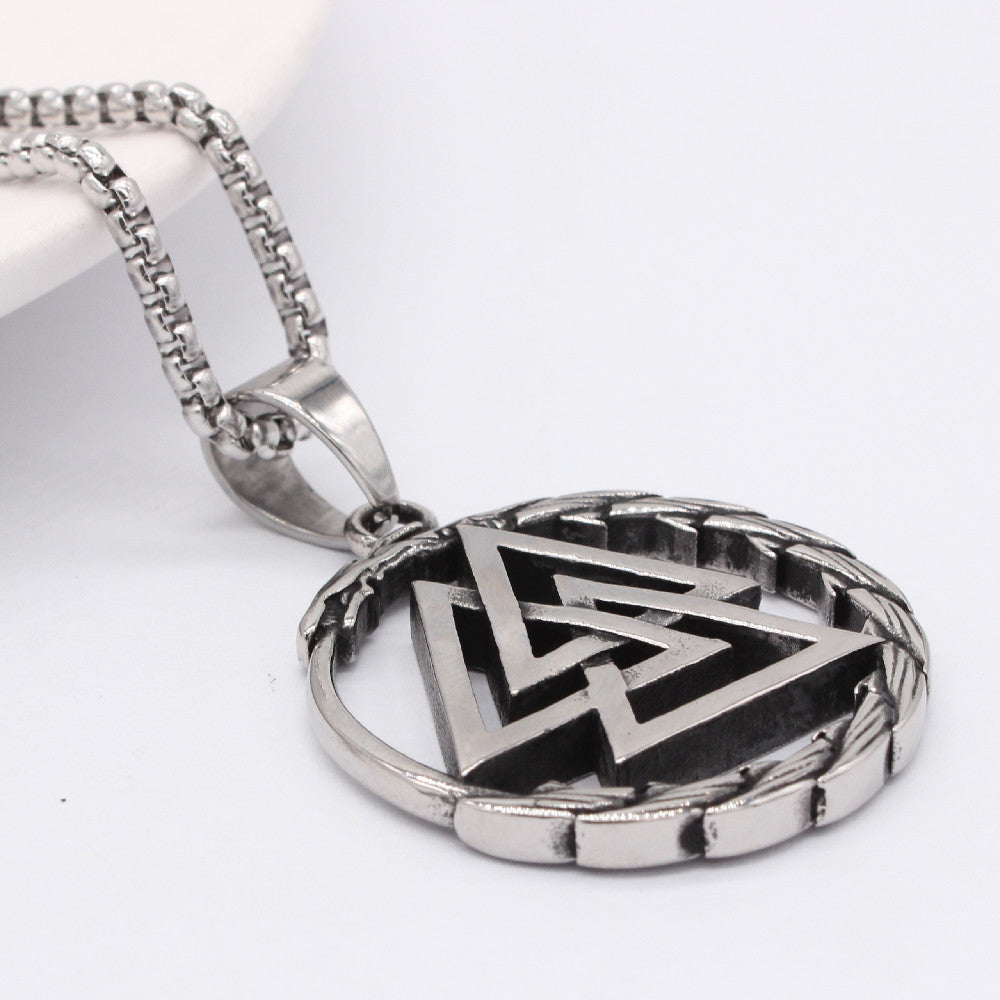 Viking Titanium Steel Pendant For Men And Unisex Retro Hollow Triangle Protection Statement By Planderful