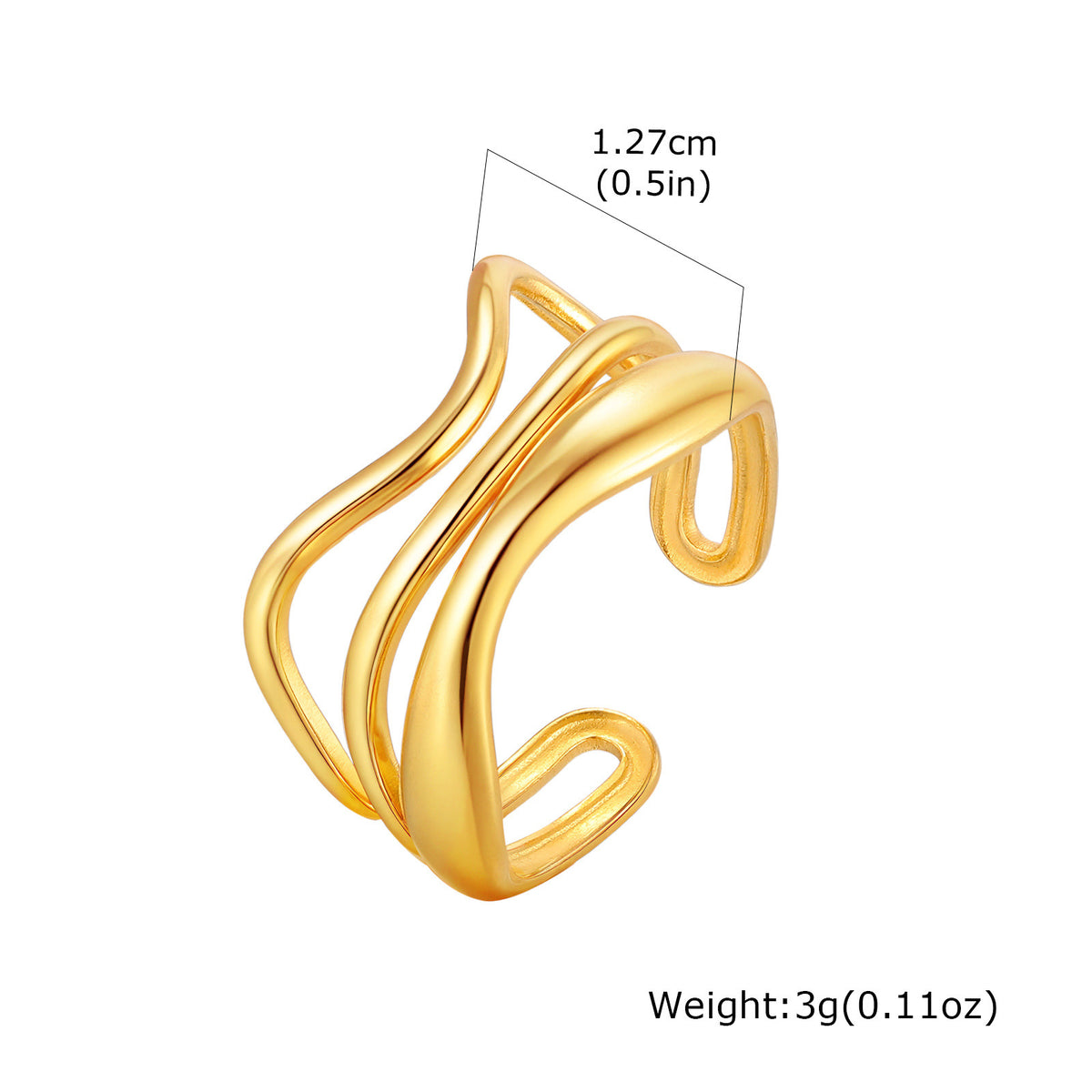 Design Line Ring Women's Stainless Steel Hollow Round Open