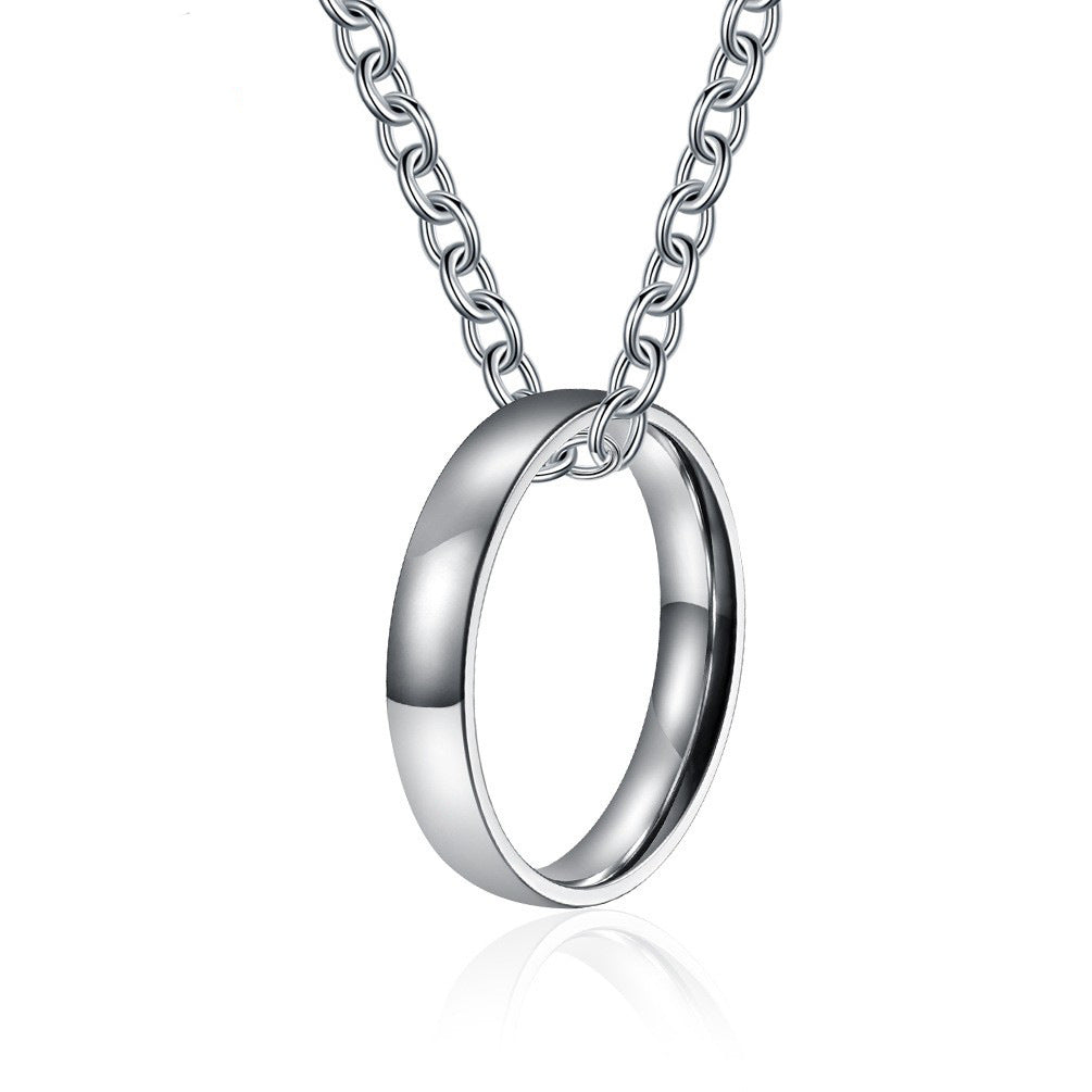 Simple Curved Silver Cold Wind Necklace Ring Pendant Jewelry