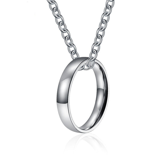 Simple Curved Silver Cold Wind Necklace Ring Pendant Jewelry