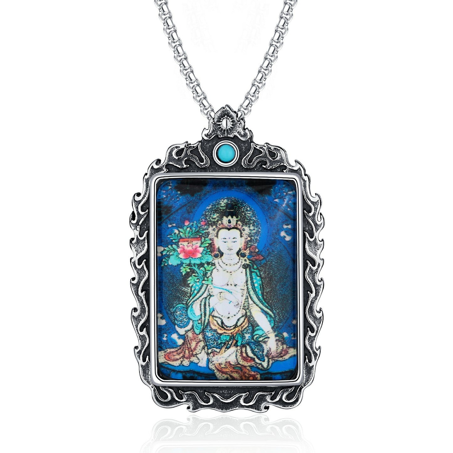 Steel Necklace – Elegant Thangka Zodiac Guardian Amulet