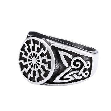 Titanium Steel Viking Engraved Ring for Men - Retro European and American Style