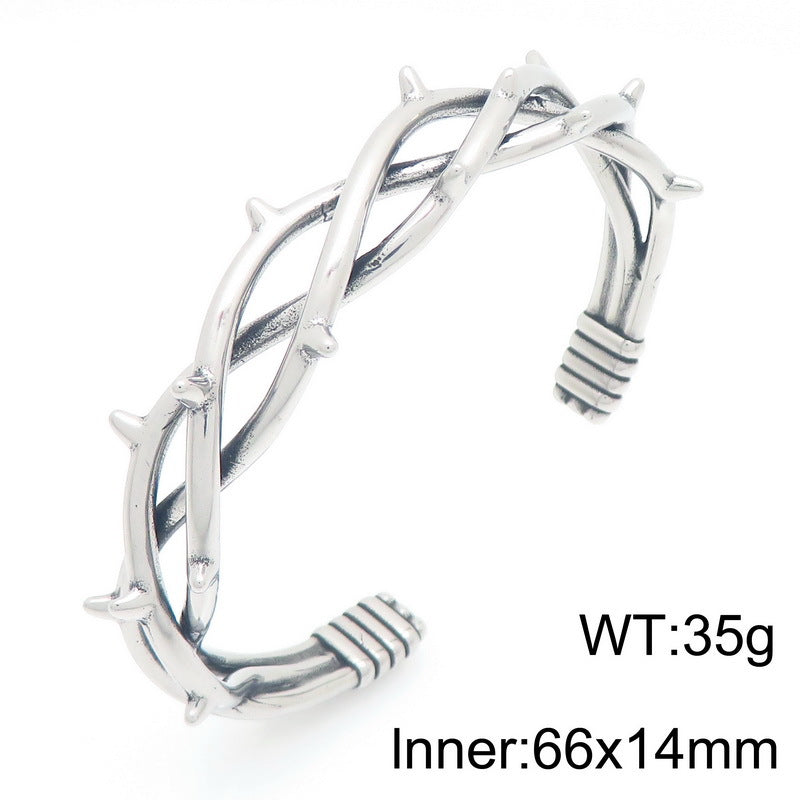 Dead Wood Thorns Open Bracelet – Gothic Octagon Star Eye Of Horus Titanium Steel Men's