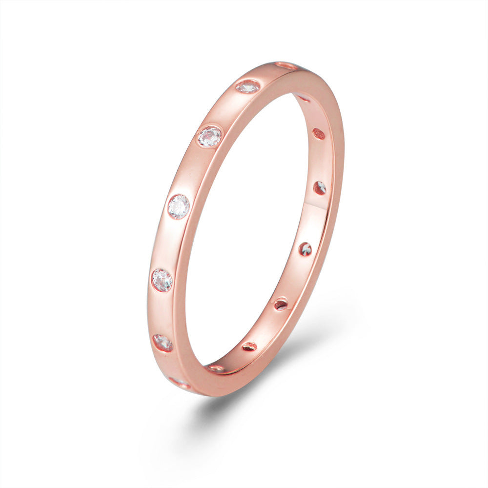 S925 Sterling Silver Stacked Wind Combination Ring Zircon Fine Ring Jewelry