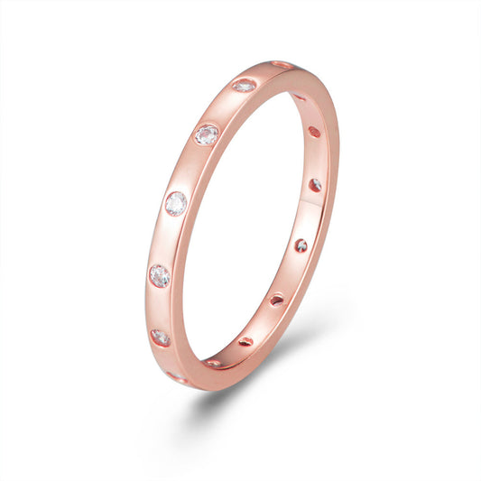S925 Sterling Silver Stacked Wind Combination Ring Zircon Fine Ring Jewelry