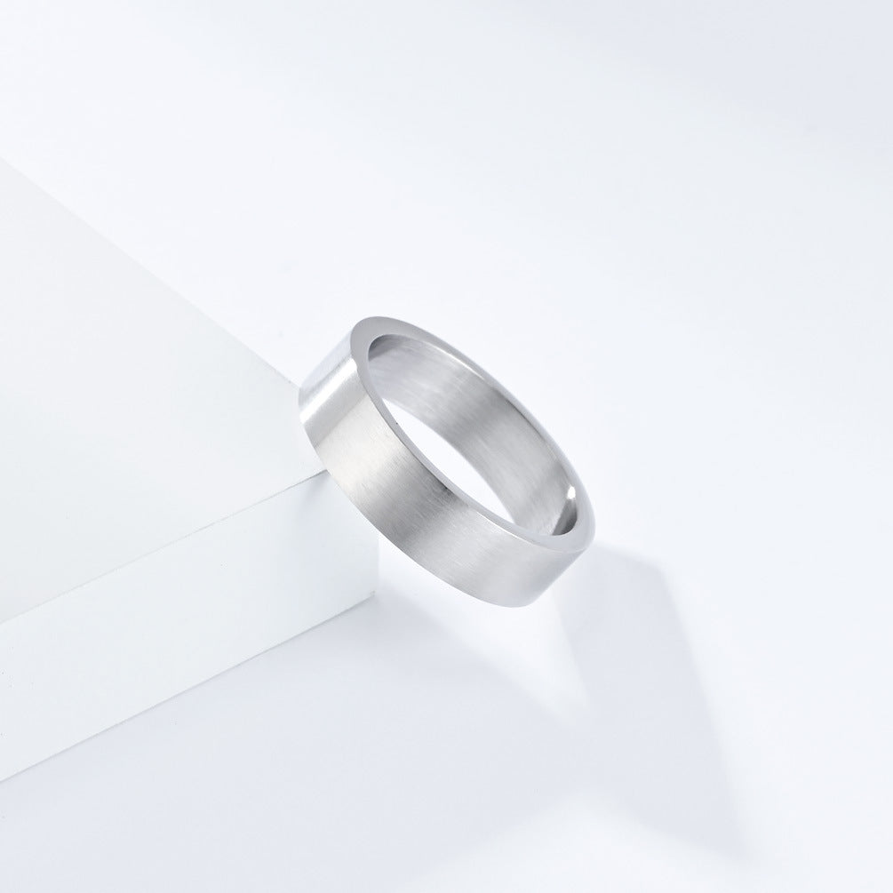 Neutral Cold Wind 6mm Brushed Matte Ancient Silver Gray Ring Accessories for Men