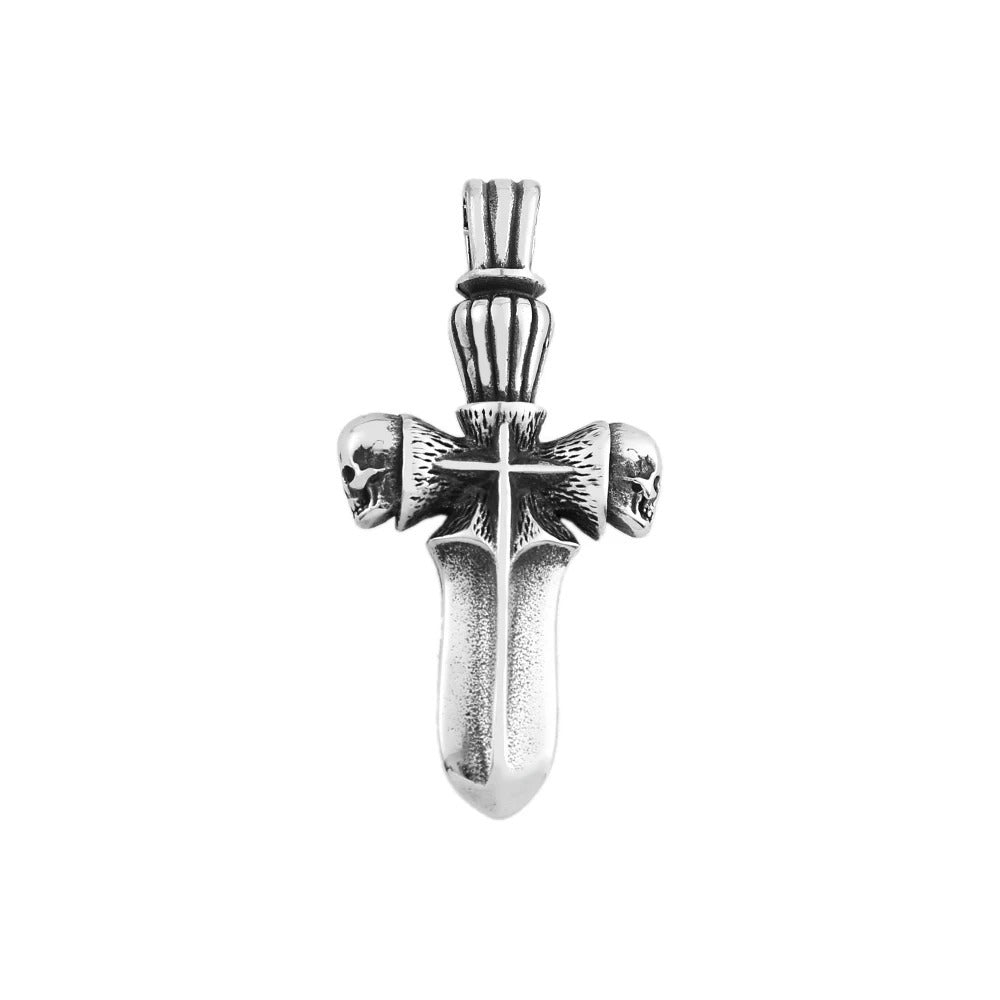Skull Cross Stainless Steel Men's Pendant Necklace
