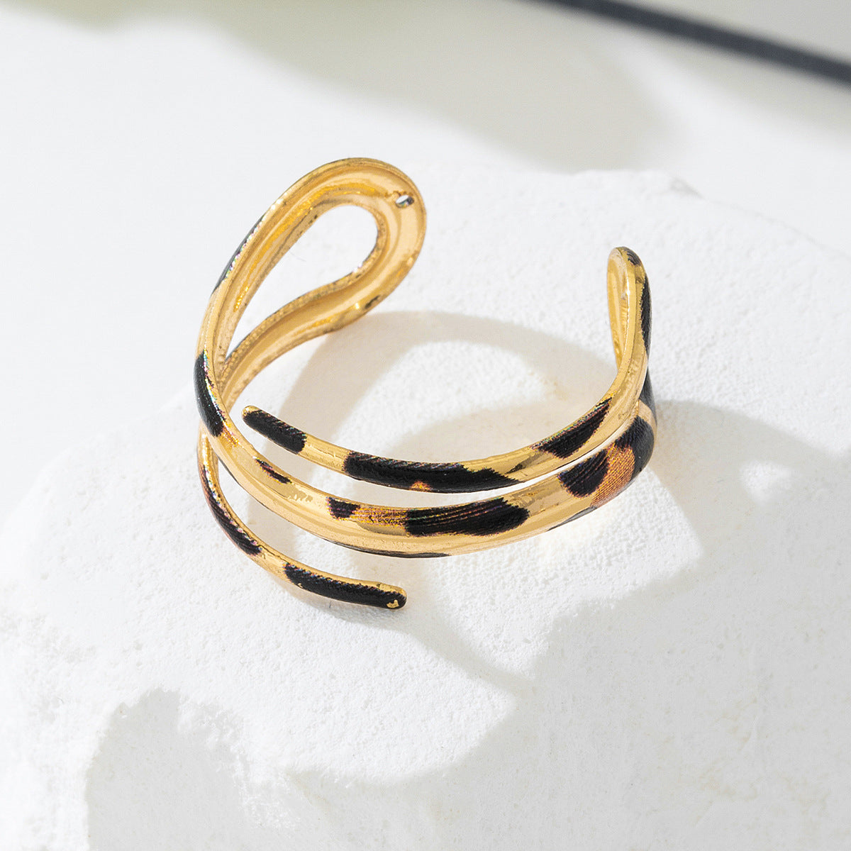 Leopard Print Three-Layer Women's Bracelet Ring Set Planderful