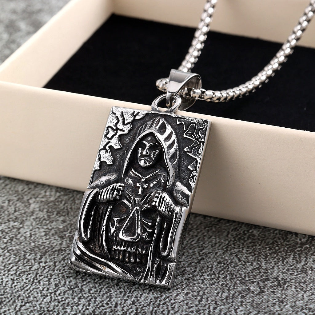 Vintage Cross Wing Stainless Steel Pendant Necklace