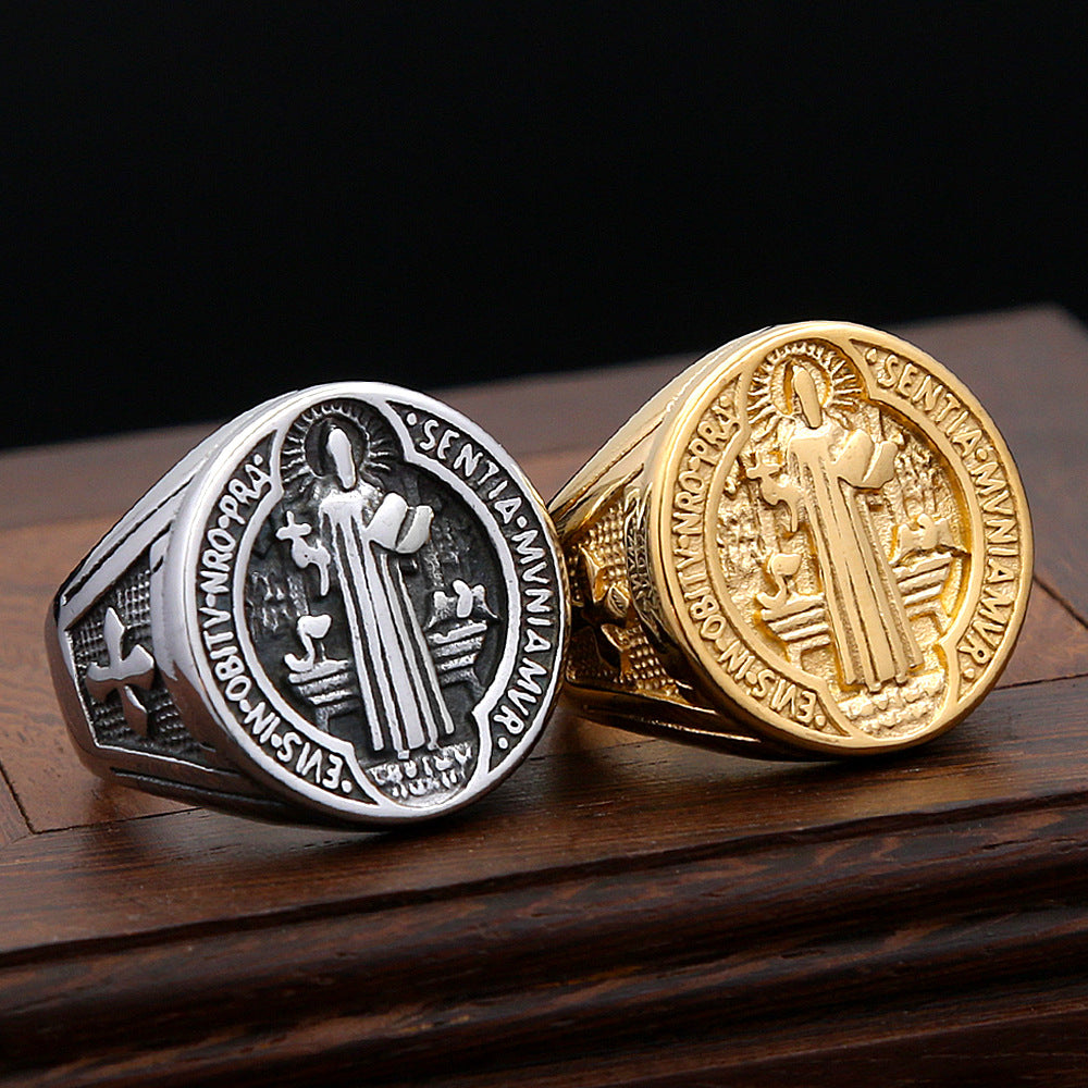 Vintage Cross Stainless Steel Men's Ring